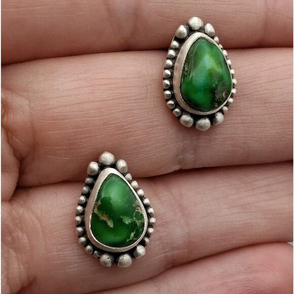 These pretty Sonoran turquoise earrings will be your new  Sonoran Gold Turquoise Stud Earrings Sterling Silver 5/8\